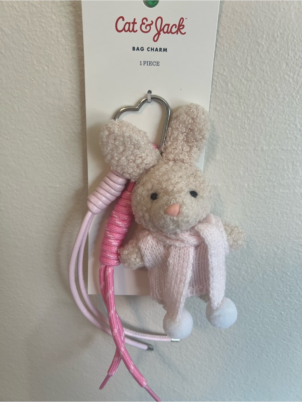Cat & Jack Pink Bunny Plush Bag Charm NWT
